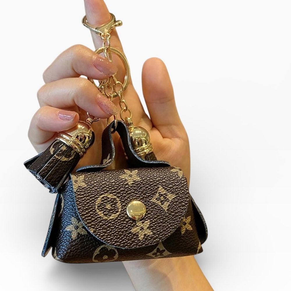 DESIGNER Brown and Gold Monogram Bag Charm - Picture 6 of 7